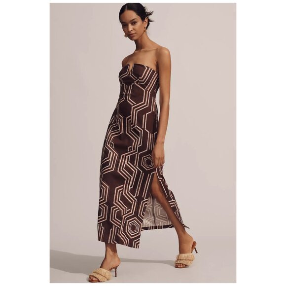 Anthropologie Dresses & Skirts - ANTHROPOLOGIE | Linen Blend Plunge-Neck Midi Dress | NWT